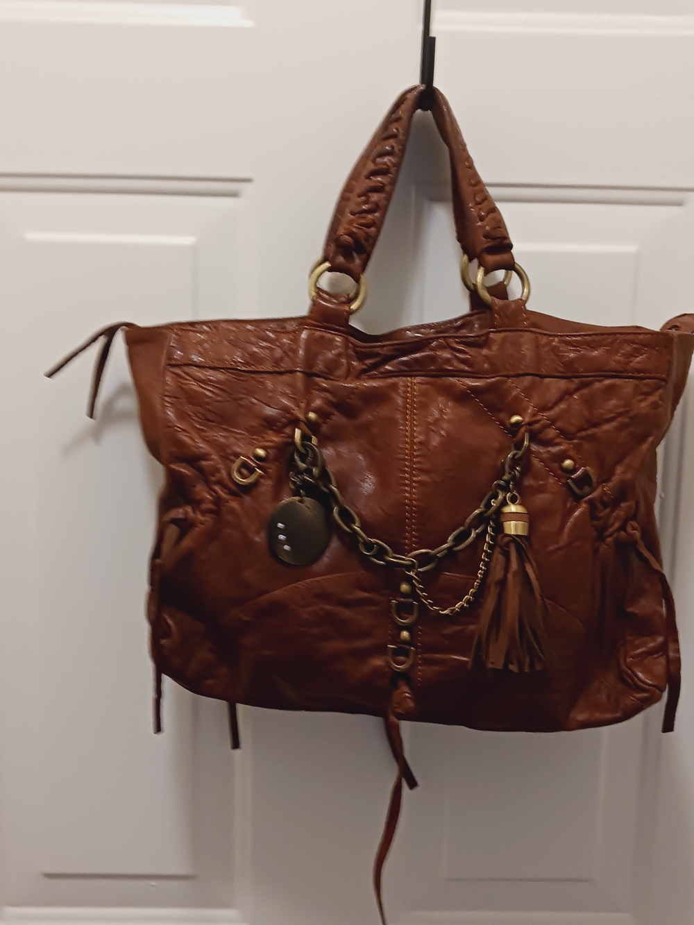 Caterina Lucchi Leather Bag w/ Chain & Tassel Accent